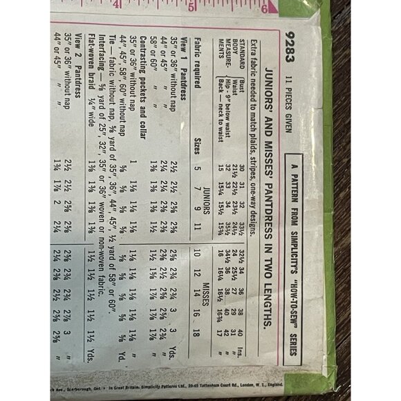 Simplicity 9283 Pattern Vintage 1970s Junior Misses Pantdress Romper Size 12 - Picture 3 of 4